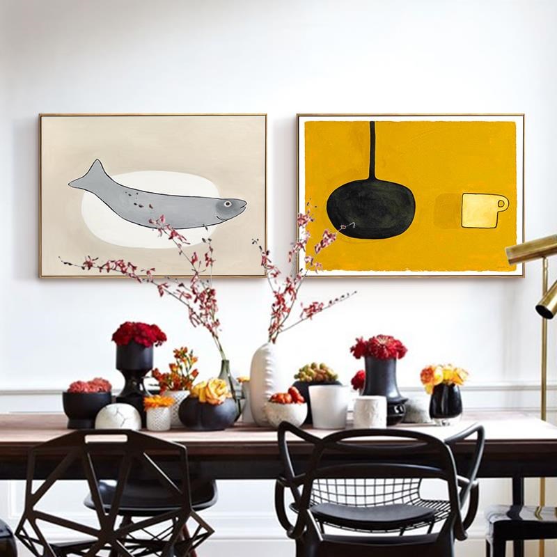 北欧风格餐厅装饰画饭店抽象艺术文艺挂画现代简约日式极简壁画图片