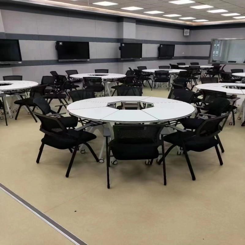 折叠会议桌带轮移动团体桌培训椅拼接长条阅览智慧教室录播六边形