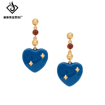 欧美风泰晤士堤岸爱心耳环女轻奢高级设计感时尚气质百搭耳钉