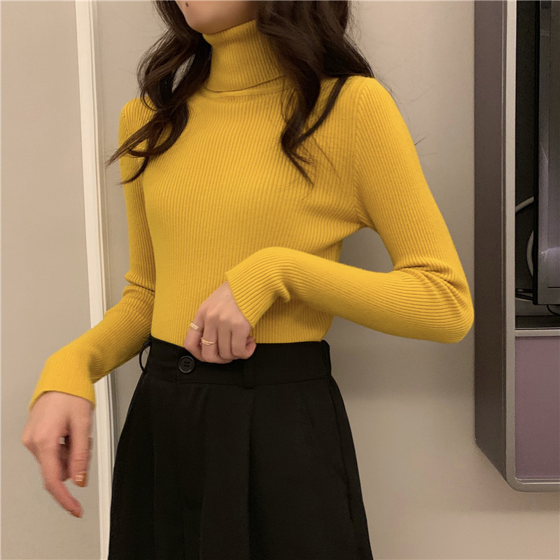 高领毛衣女 内搭打底衫秋冬季新款长袖保暖修身纯色针织衫紧身
