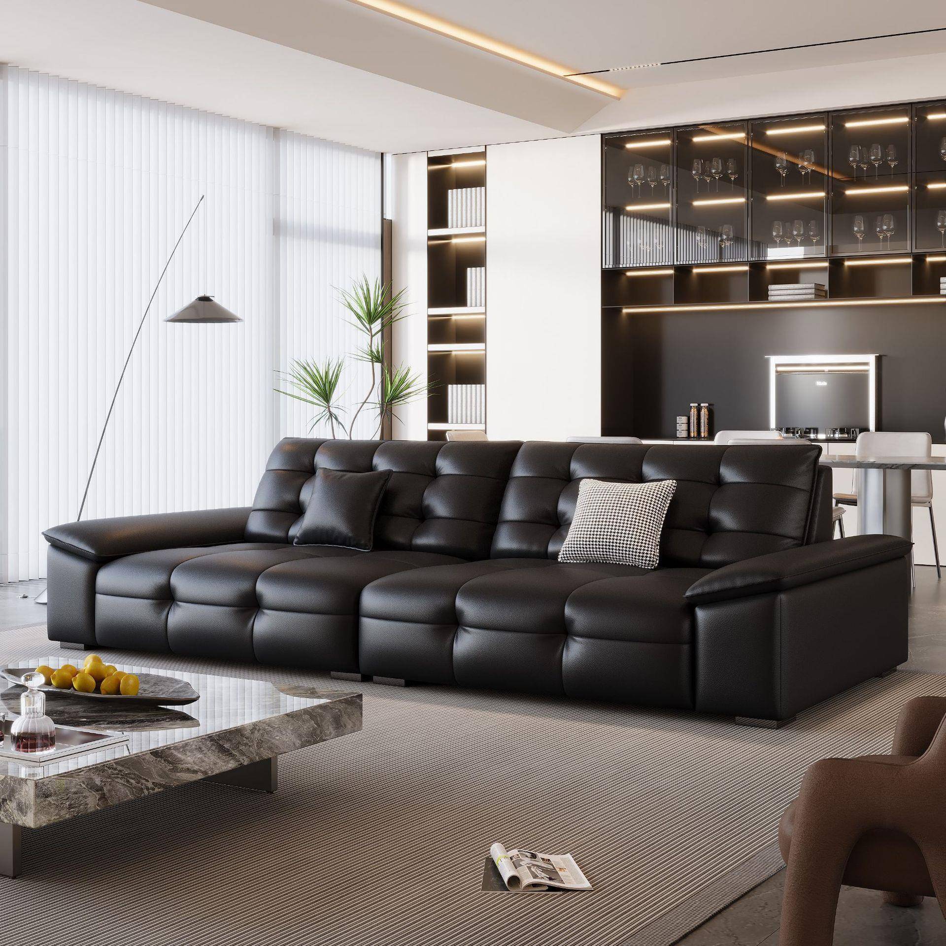 意式现代简约皮艺沙发大小户型客厅家用沙发极简劳伦斯真皮沙发