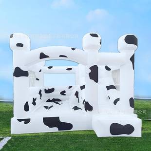 户外充气城堡奶牛蹦床带滑滑梯黑白室外儿童滑梯直销直销