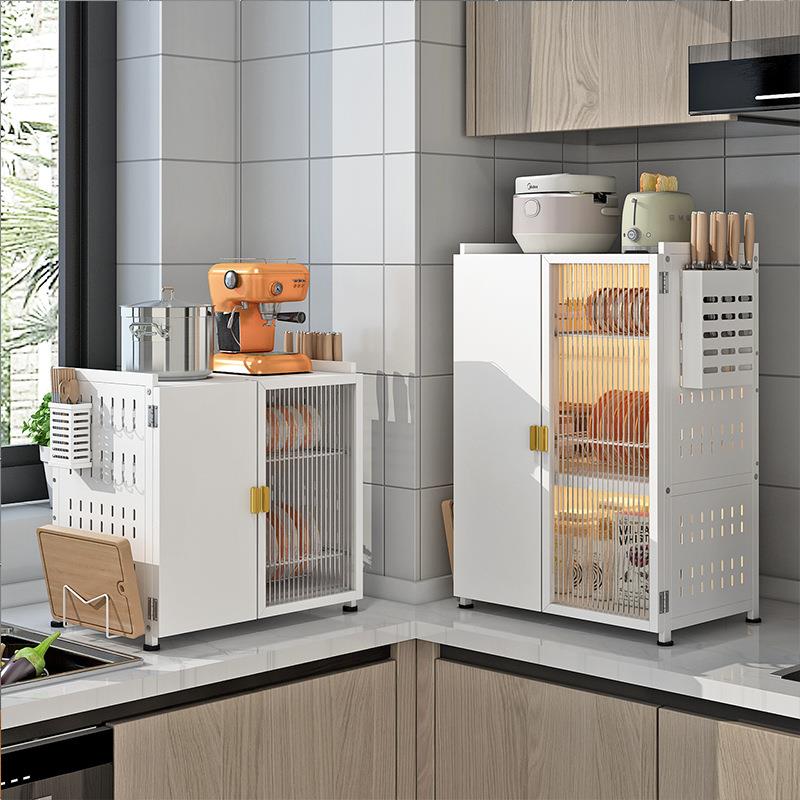 厨房碗柜置物架碗架沥水架台面抽拉家用带门碗筷碗碟碗盘子收纳架