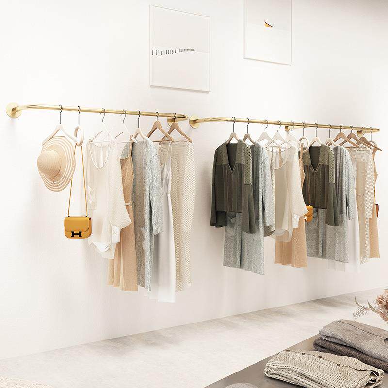 上墙服装店展示架墙上侧挂横杆挂衣架北欧简约风女装童装店服装架