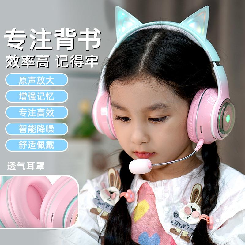 发光猫耳朵耳返头戴式沉浸朗诵跟读K歌直播网红现货耳返神器
