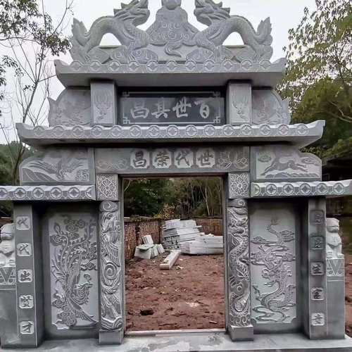 厂家岩石陵园花岗岩墓碑农村土葬组合石碑芝麻灰刻字墓碑