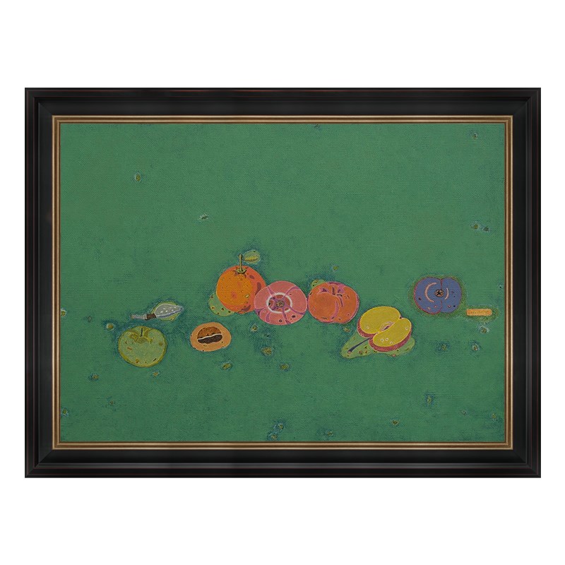 客厅沙发背景墙水果挂画玄关餐厅中古风手绘油画复古高级感装饰画图片