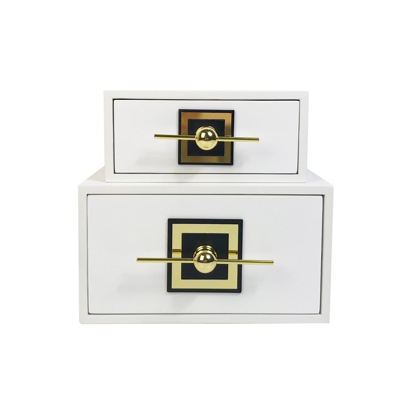 新中式样板房软装烤漆抽屉收纳盒卧室书柜装饰创意家居梳妆台摆件