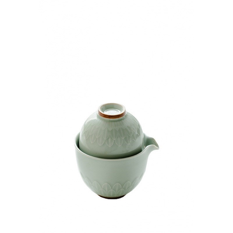 青瓷莲瓣户外旅行茶具快客杯套装便携式包一壶二杯单人功夫泡茶