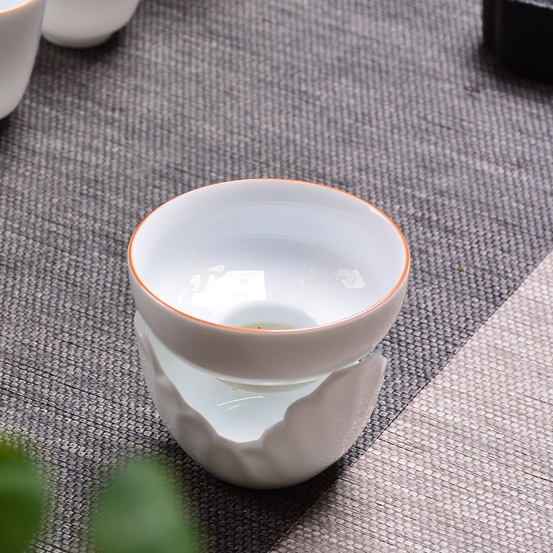 创意白瓷茶滤器玉瓷过滤网架陶瓷茶漏功夫茶具茶道零配件