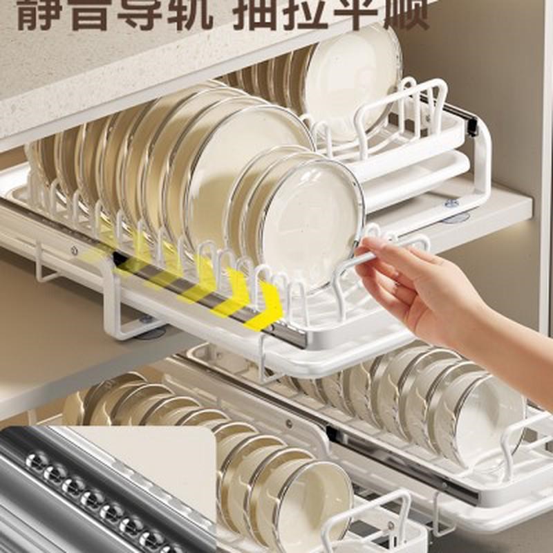 咚西抽拉碗碟收纳架厨房橱柜拉篮抽屉式碗架碗盘盘子沥水置物架