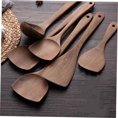 Teak wood tableware soup spoon shovel cooking kitchen tool