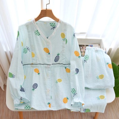 月子服纯棉纱布夏季薄款孕妇睡衣产妇全棉吸汗待产服哺乳衣家居服