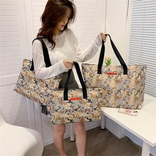 旅游包女轻便学生单肩包行李袋短途旅行包防水健身包大容量手提袋