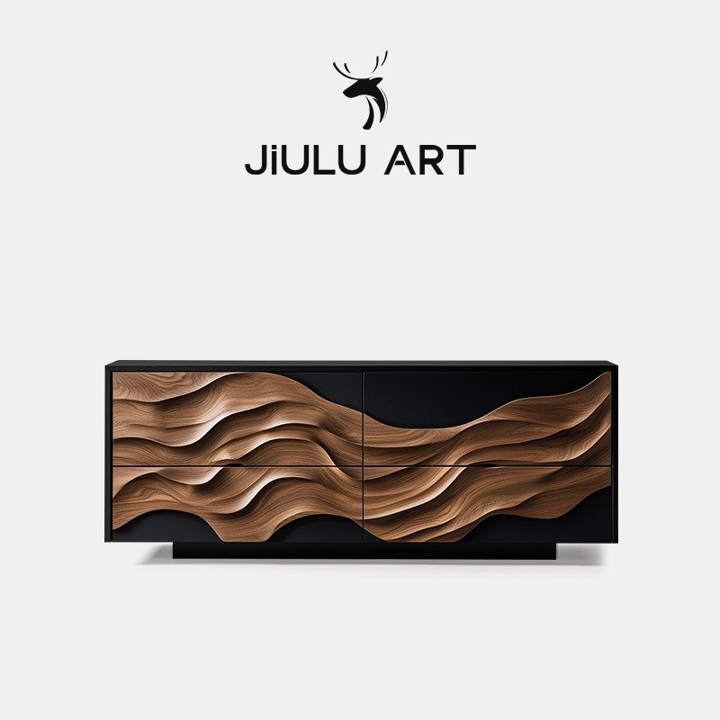 意式极简波浪纹客厅电视柜高柜抽屉柜实木玄关柜卧室收纳储物柜子,住宅家具,电视柜,淘宝优惠券,粉丝福利购,淘宝优惠卷