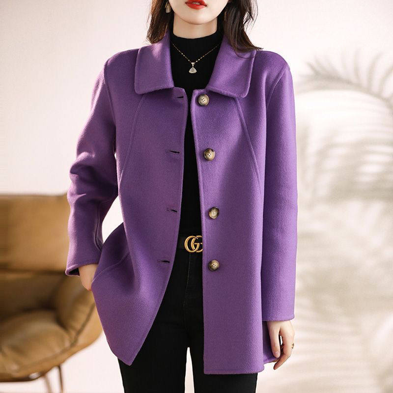 2025新款大衣女中长款娃娃领毛呢外套