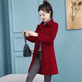 娃娃领高端纯色修身 2025新款 大衣女中长款 单面呢外套