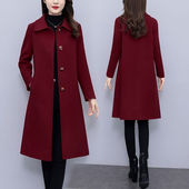 毛呢外套 娃娃领高端纯色修身 2025新款 毛呢大衣女中长款