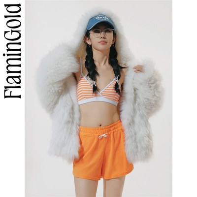 FlaminGold 韩国少女运动泳衣三件套毛巾圈分体平角短裤温泉泳装