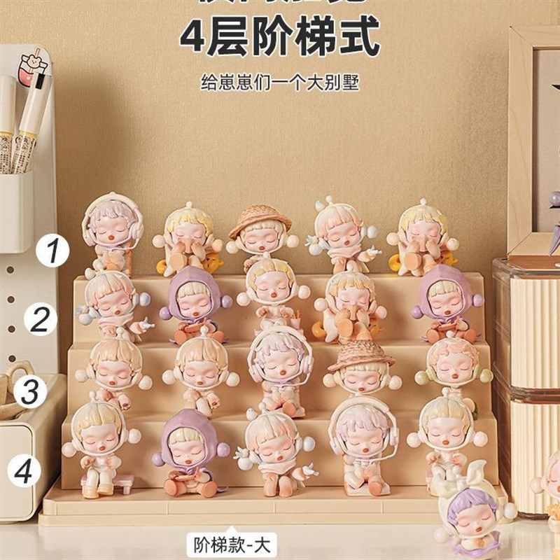 盲盒收纳展示架手办娃娃透明摆柜防尘亚克力泡泡玛特展示盒子