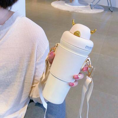 小恶魔可爱女士高颜值不锈钢保温杯女学生杯子带吸管便携简约水杯