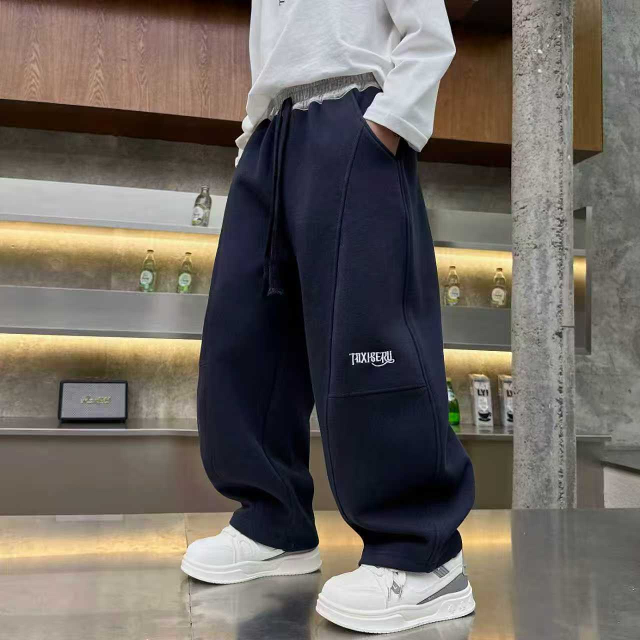 男童裤子秋冬款加厚加绒休闲长裤