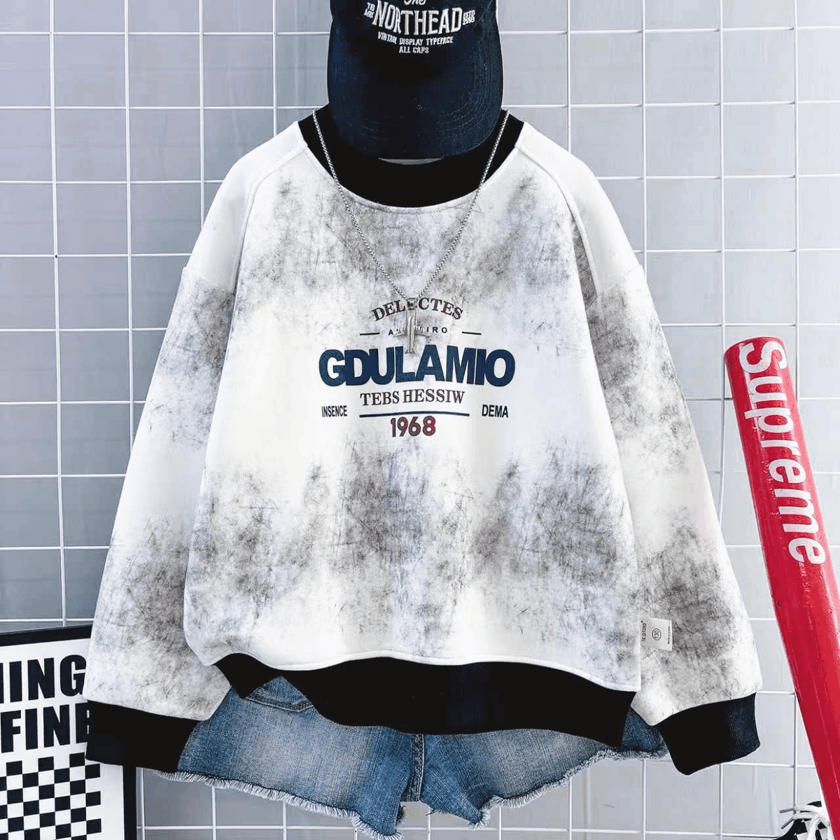 童装加绒加厚卫衣卫衣韩版扎染帅