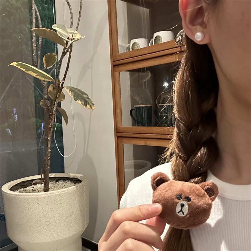 布朗熊头绳百搭小熊皮筋头饰扎头发成人儿童皮套网红头绳可爱萌熊