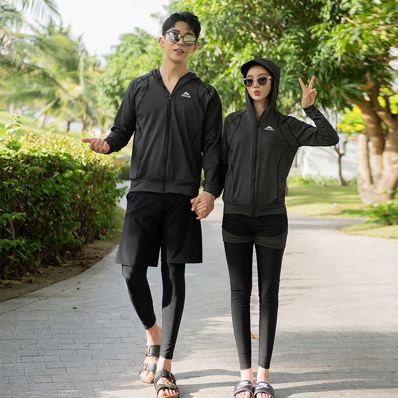 大码情侣韩国潜水服女长袖水母游泳衣分体防晒显瘦浮潜套装游泳衣