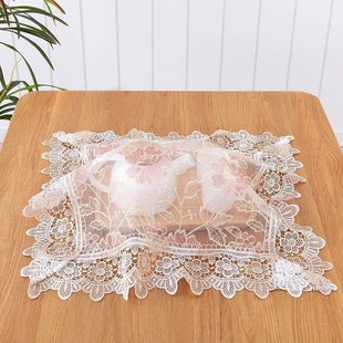 盖杯子的防尘布茶具盖布盖巾茶杯水杯防尘罩遮尘布茶巾茶杯帘蕾丝