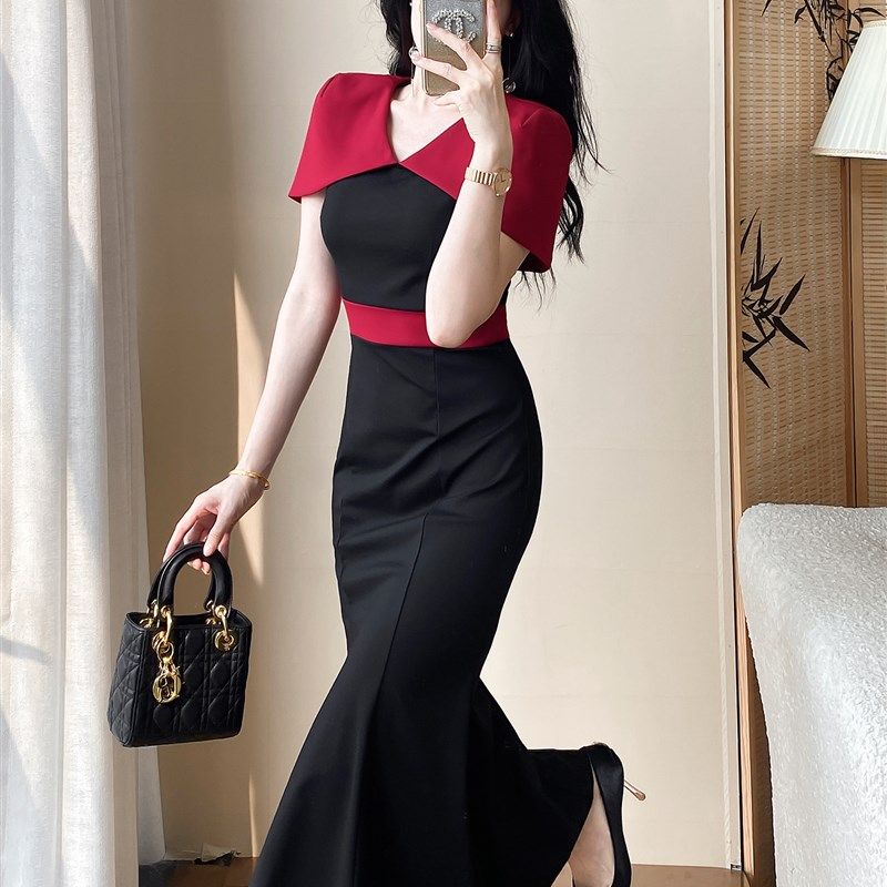 正式场合精致鱼尾连衣裙女夏季气质优雅端庄显瘦设计感礼服长裙子,女装/女士精品,连衣裙,淘宝优惠券,粉丝福利购,淘宝优惠卷