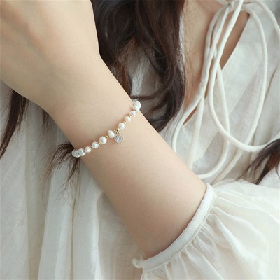 因缺斯汀【温柔陷阱】不规则珍珠爱心手链小众设计可调节手饰百搭