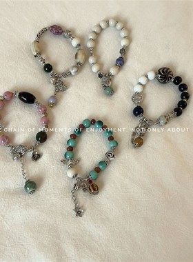 手作款~超音素新中式民族风陶瓷串珠手链女复古情侣小众设计手串