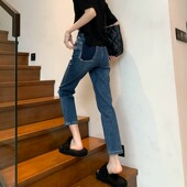 子春秋款 休闲内搭长裤 外穿小个子直筒牛仔裤 大尺码 女秋 秋装 孕妇裤