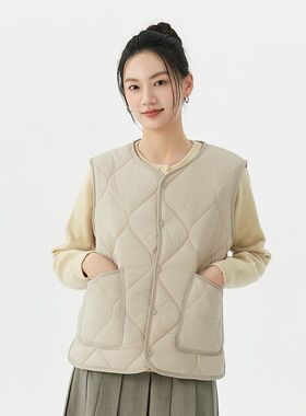 2024新款女马夹轻薄内搭外穿羽绒棉马甲中老年人加厚坎肩加大2512