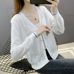 开衫外搭薄款女防晒衣秋装女款2025年新款冰丝针织衫女外套女春秋