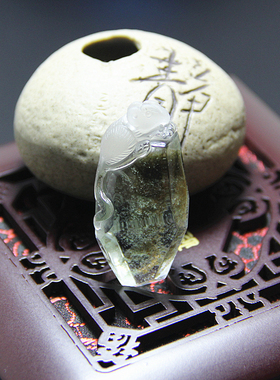 天然绿幽灵水晶老鼠吊坠挂坠 男女款绿水晶鼠项坠生肖鼠吊坠挂件