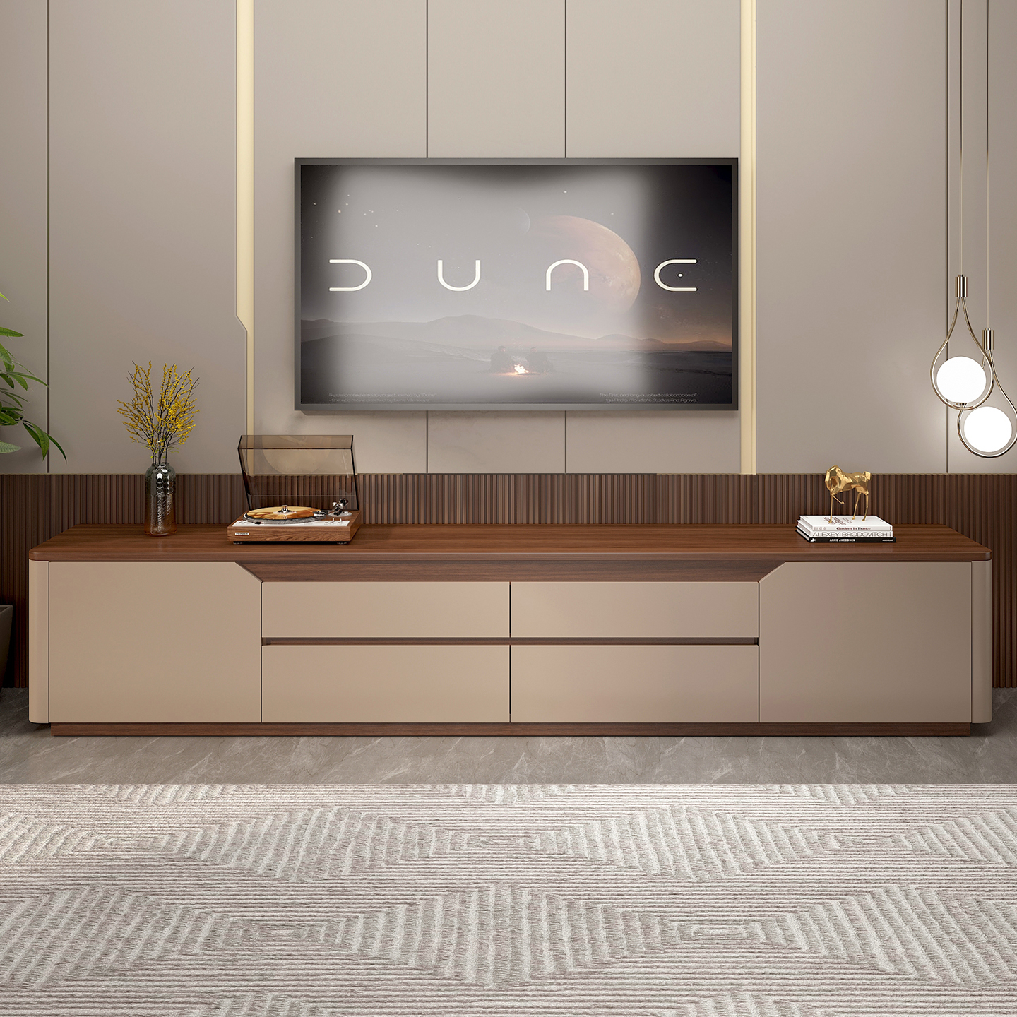 圆角电视机柜茶几组合轻奢