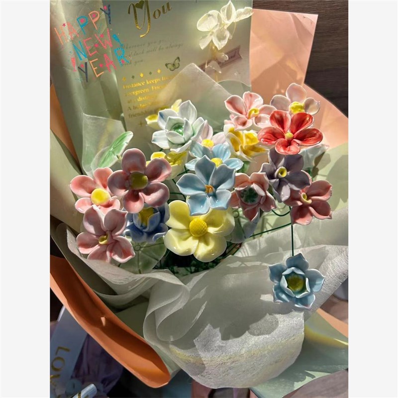高端陶瓷摆件景德镇陶瓷花包邮送妈妈生日礼物送女朋友生日礼物桌