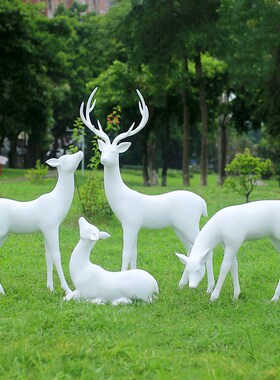 仿真鹿雕塑户外园林景观小品庭院花园房地产玻璃钢梅花鹿装饰摆件