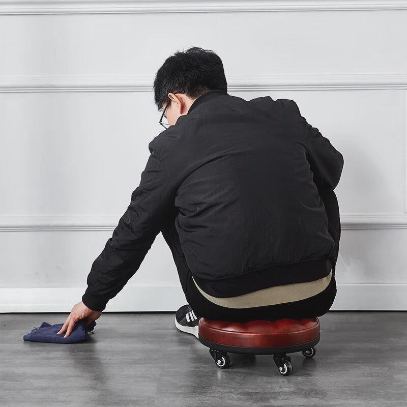 木橙子实木凳子带轮小凳子家用滑轮矮凳美缝擦地小板凳沙发凳简约