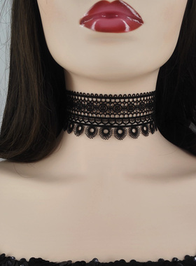 脖子装饰品女颈带蕾丝花边脖链颈链锁骨链遮疤痕颈纹项链宽脖子圈