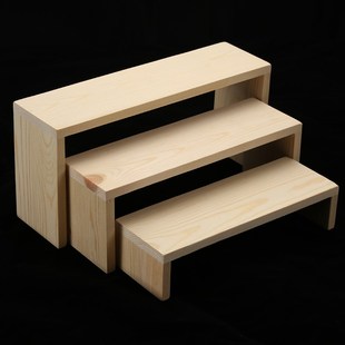 首饰展示收纳架子亚克力木质阶梯式叠加娃娃手办公仔收纳展示柜子