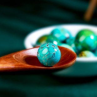 蜜汐珠宝天然真货十年 天然绿松石戒指原矿隔珠圆散珠戒指雕刻件