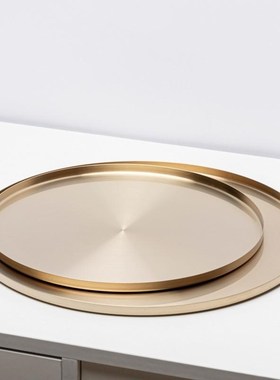 现代简约不锈钢几何收纳托盘摆件客厅玄关卧室酒店家居桌面装饰品