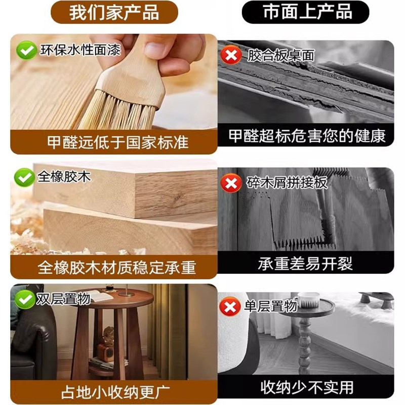 实木沙发边几可移动卧室小圆桌轻奢阳台小桌子客厅家用茶几小茶桌