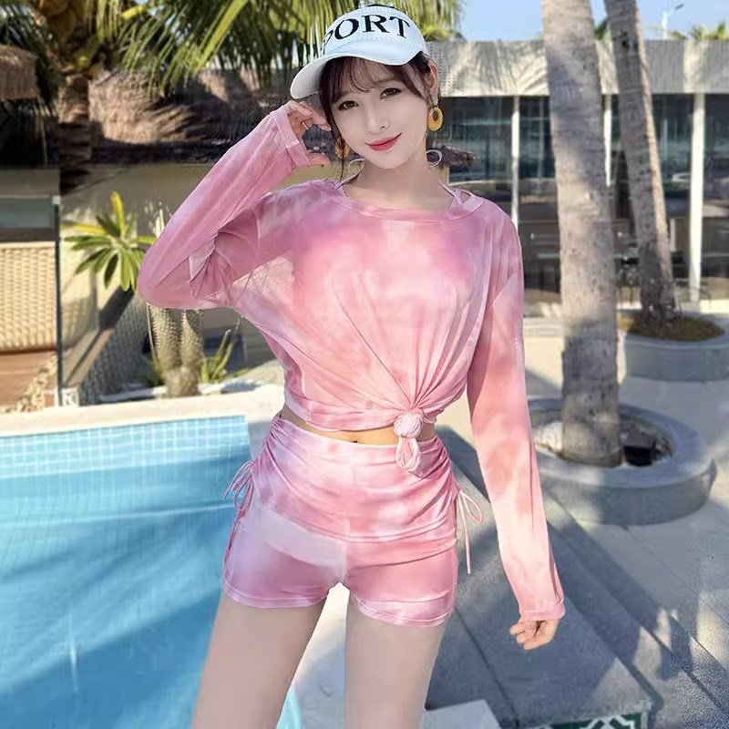 分体泳衣女海边度假三件套2025新款爆款女士保守显瘦遮肚大码泳装