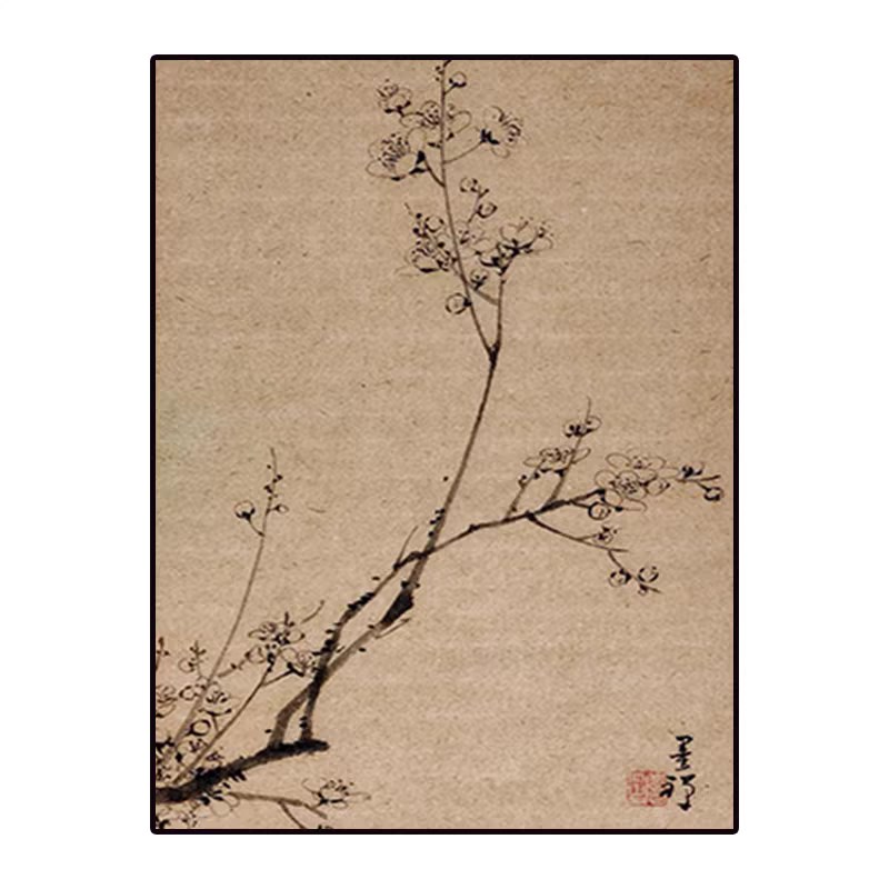 宋氏美学新中式挂画客厅茶室民宿背景墙中古装饰画玄关壁画花枝图