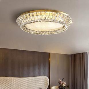 卧室吸顶灯后现代简约圆形高端大气质感网红餐厅过道水晶吸顶灯