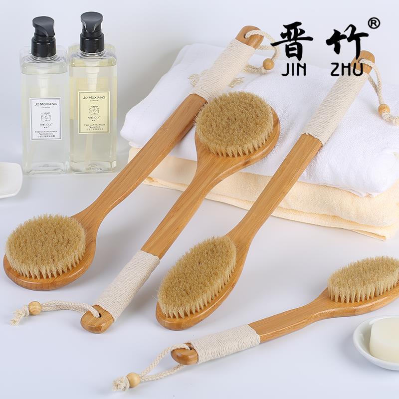 猪鬃长柄洗澡刷软毛马鬃刷子搓澡巾干刷皮肤搓背刷后背清洁沐浴刷